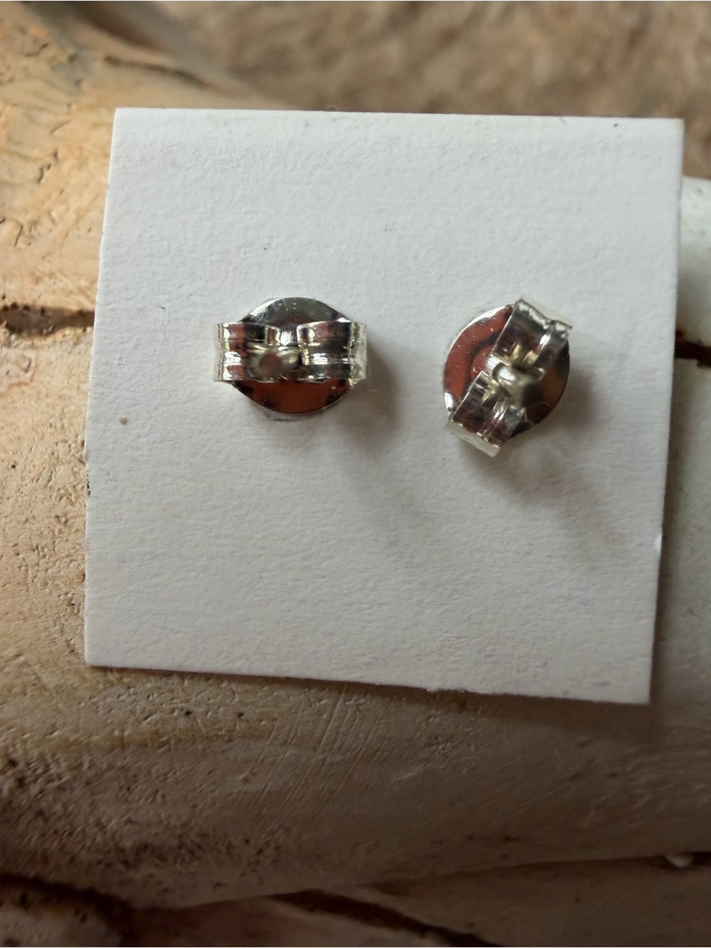 Linda Yazzie Navajo Turquoise Round Stud Sterling Silver Stud Earrings - Picture 3 of 3